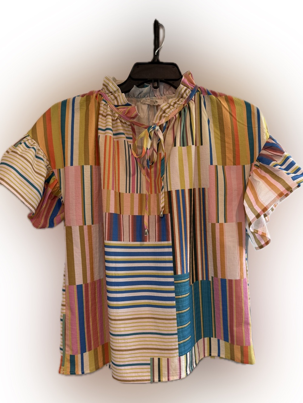Entro Ruffled Tie-Neck Top Oversized Small See LAST pic for true colors!